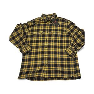 Levis The Worker Flannel Shirt Men XL Yellow Black Buffalo Plaid Relaxed Fit NWT